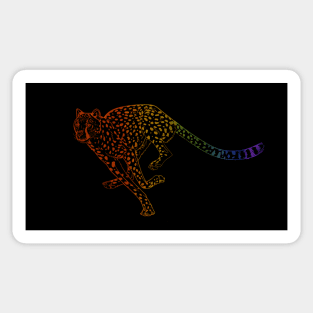 Rainbow Cheetah Running Sticker